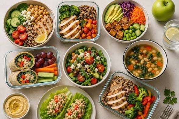 Healthy low-oil salad and diet meals prepared by personal cook